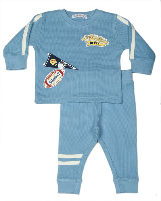 Baby Varsity Football Thermal Set - Blue