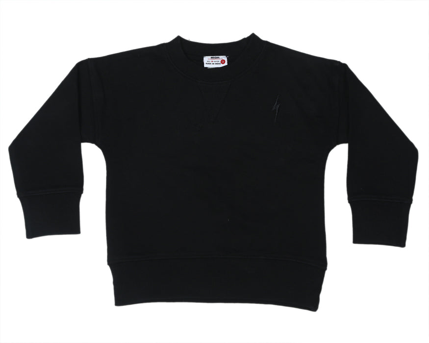 Kids Crew Neck Sweatshirt - Black Bolt