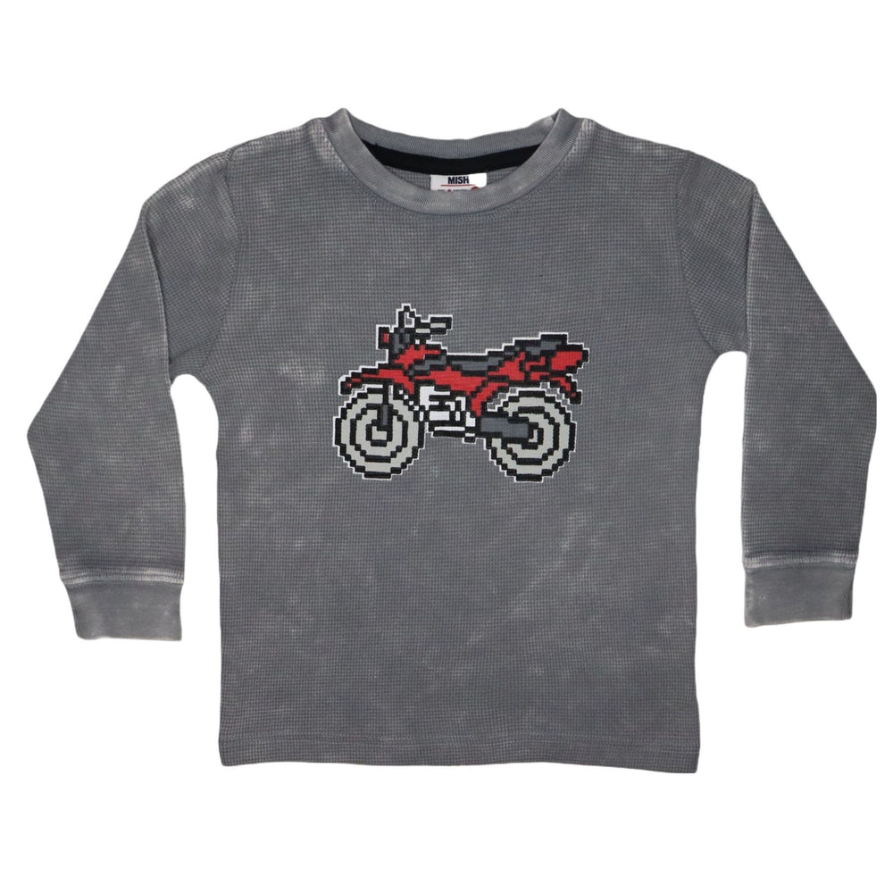 Kids Long Sleeve Enzyme Thermal Shirt - Pixel Motorcycle (8186342572316)