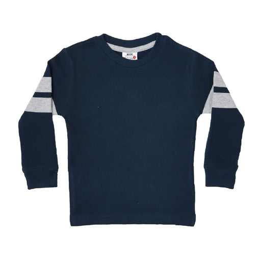 Kids Long Sleeve Striped Thermal Tee - Navy (8995062907164)