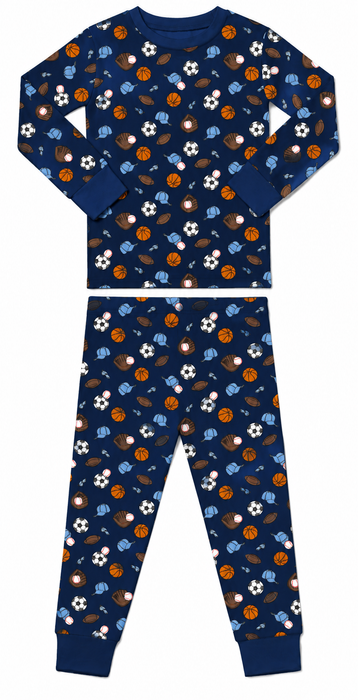 Kids Pajamas - Sports on Navy
