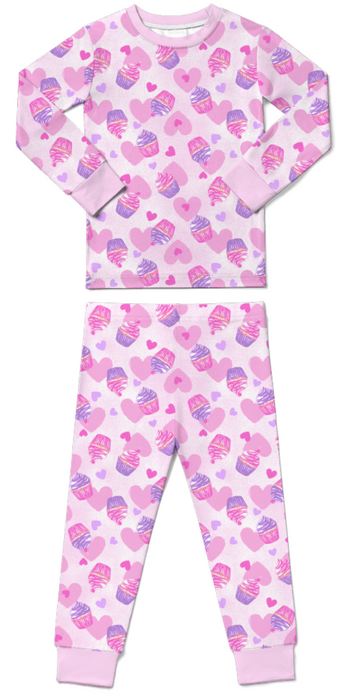 Kids Pajamas - Cupcake Hearts