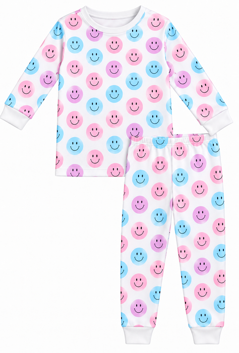 Kids Pajamas - Pink Smiley Dot