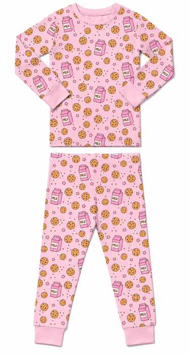 Kids Pajamas - Milk & Cookies - Pink