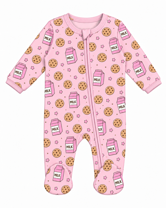 Baby Footie - Milk & Cookies - Pink