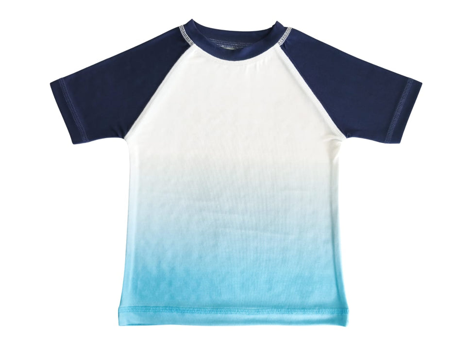 Kids Swim Short Sleeve Rash Guard - Ombré turquoise (10183724925212) (10591357206812)