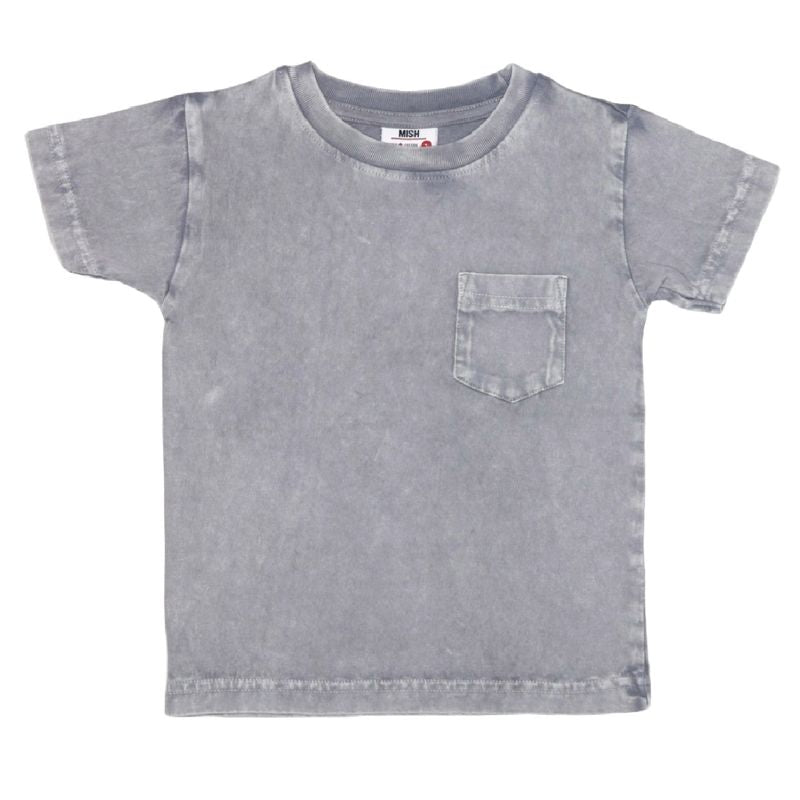 Kids Solid Enzyme Pocket Tee - Coal (8367696544028)