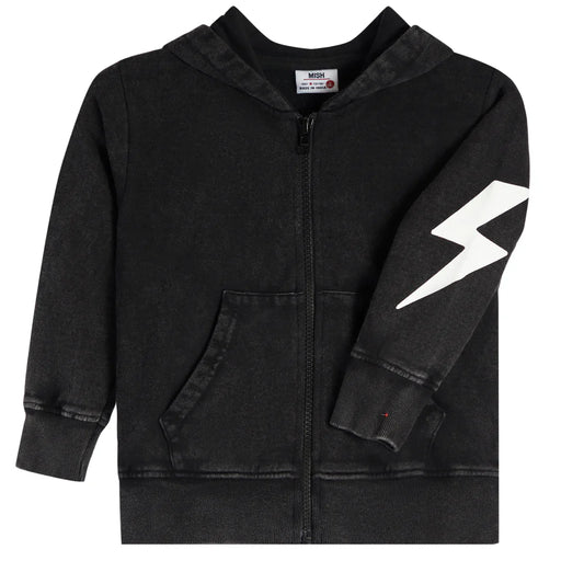 Kids Enzyme Zip Hoodie - Black Bolt (8942204780828)