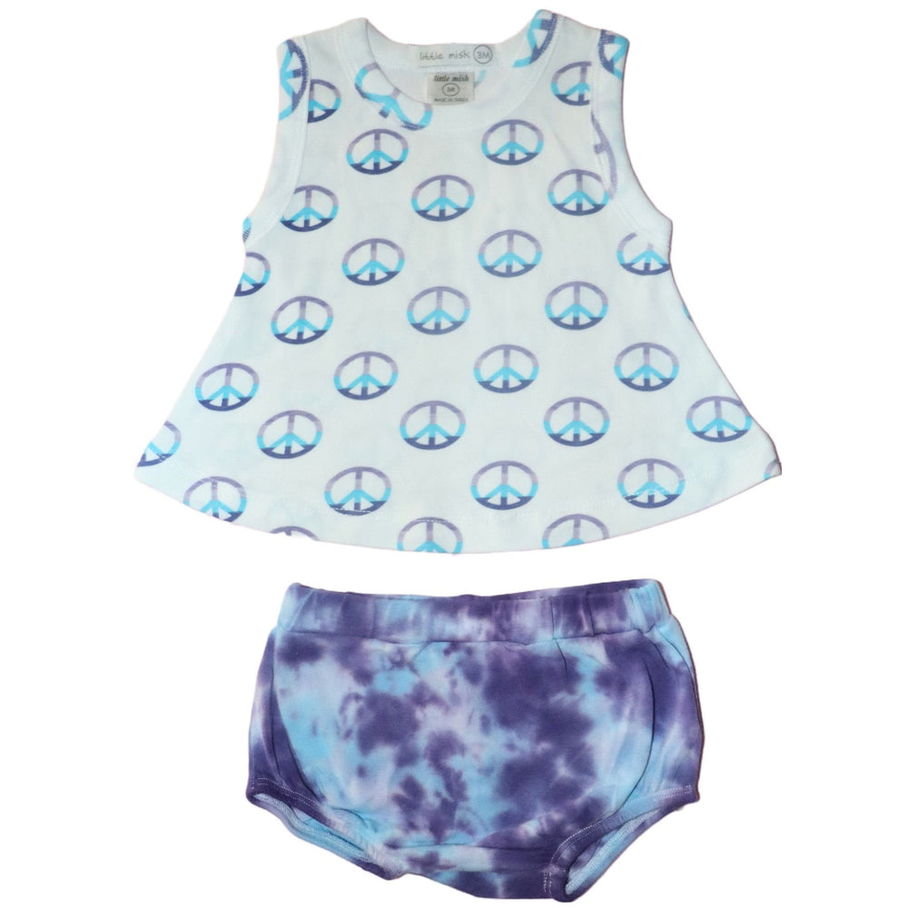 Baby Swing Top and Tie Dye Diaper Set - Lilac Peace Signs (8084465123612)