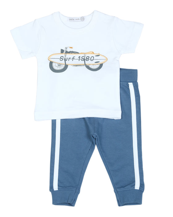 SP3784 Baby French Terry Tee and Pants Set - Surf (10146606416156) (10587130724636) (10587132461340)