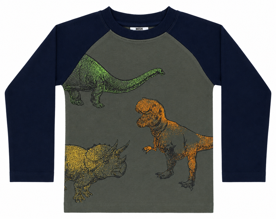 Kids Raglan Shirt - Spray Dino