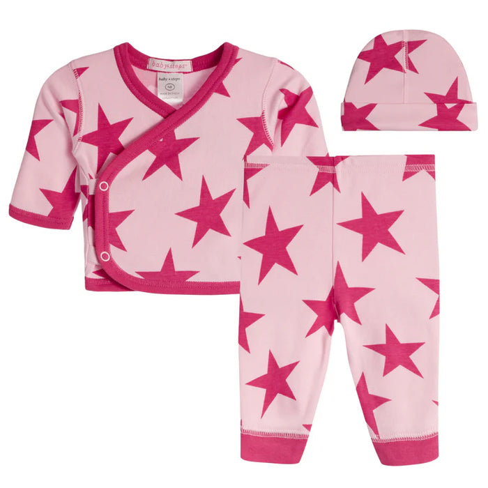 Baby 3 Piece Set - Large Pink Stars (8461012795676)