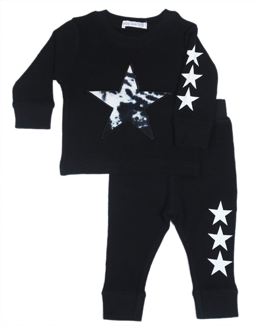 Baby Thermal Shirt and Pants Set - Black Tie Dye Star (10002839896348) (10617105285404)