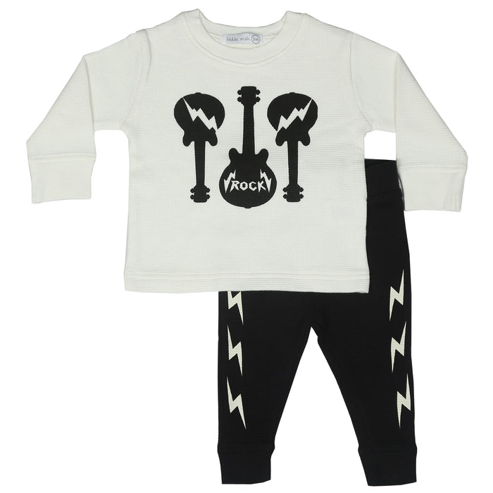 Baby Thermal Shirt and Jogger Set - Born to Rock (10002866897180) (10633340191004)