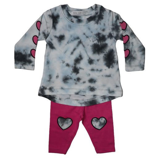 Baby Long Sleeve Tee and Legging Set - Heart Tie Dye (8970196353308)