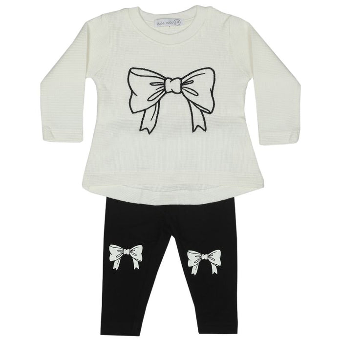 Baby Thermal A-line Top and Legging Set - Bows (10002790187292) (10628632871196)