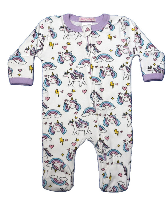 Baby Zipper Footie - Unicorns (8986963083548)