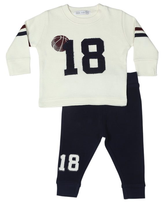 Toddler Varsity Number Thermal Set - Sand
