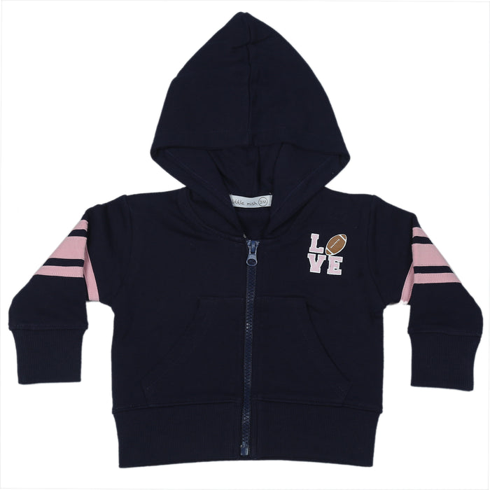 Baby Zip Hoodie -  Football Fan Pink (10002796740892) (10608488120604)