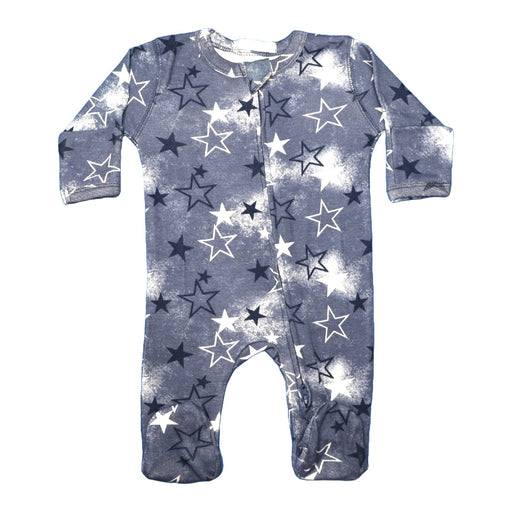 Baby Zipper Footie - Blue Spray Star (8986992738588)