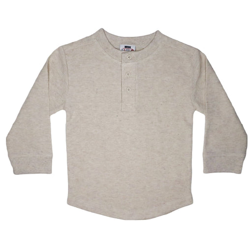 Kids Long Sleeve Thermal Henley Tee - Oatmeal (8995042525468)