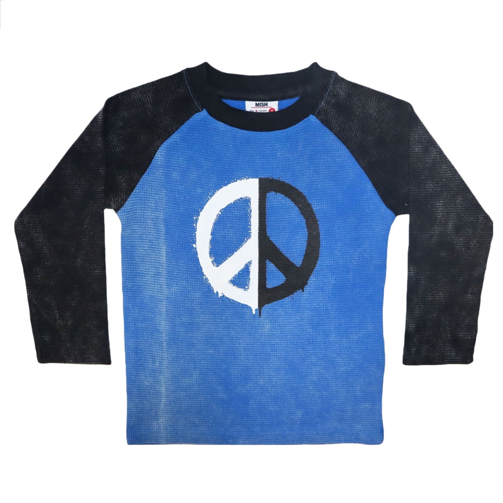 Kids Long Sleeve Enzyme Thermal Raglan Shirt - Split Peace (8186359742748)