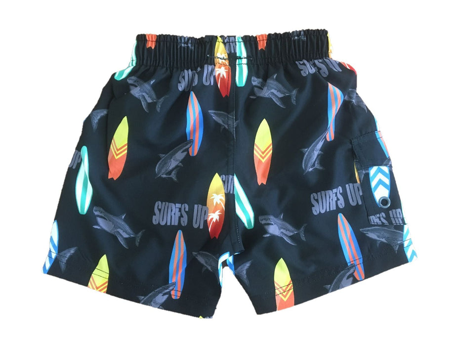 Kids Board Shorts - Surf's Up - Black (8015208284444) (8294630785308)