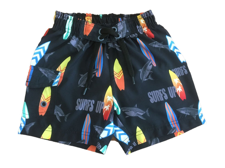 Kids Board Shorts - Surf's Up - Black (8015208284444) (8294630785308)