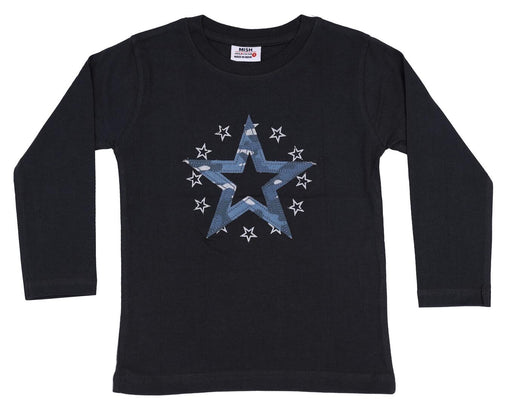 Kids Long Sleeve Shirt - Navy Star Camo (8194772599068)