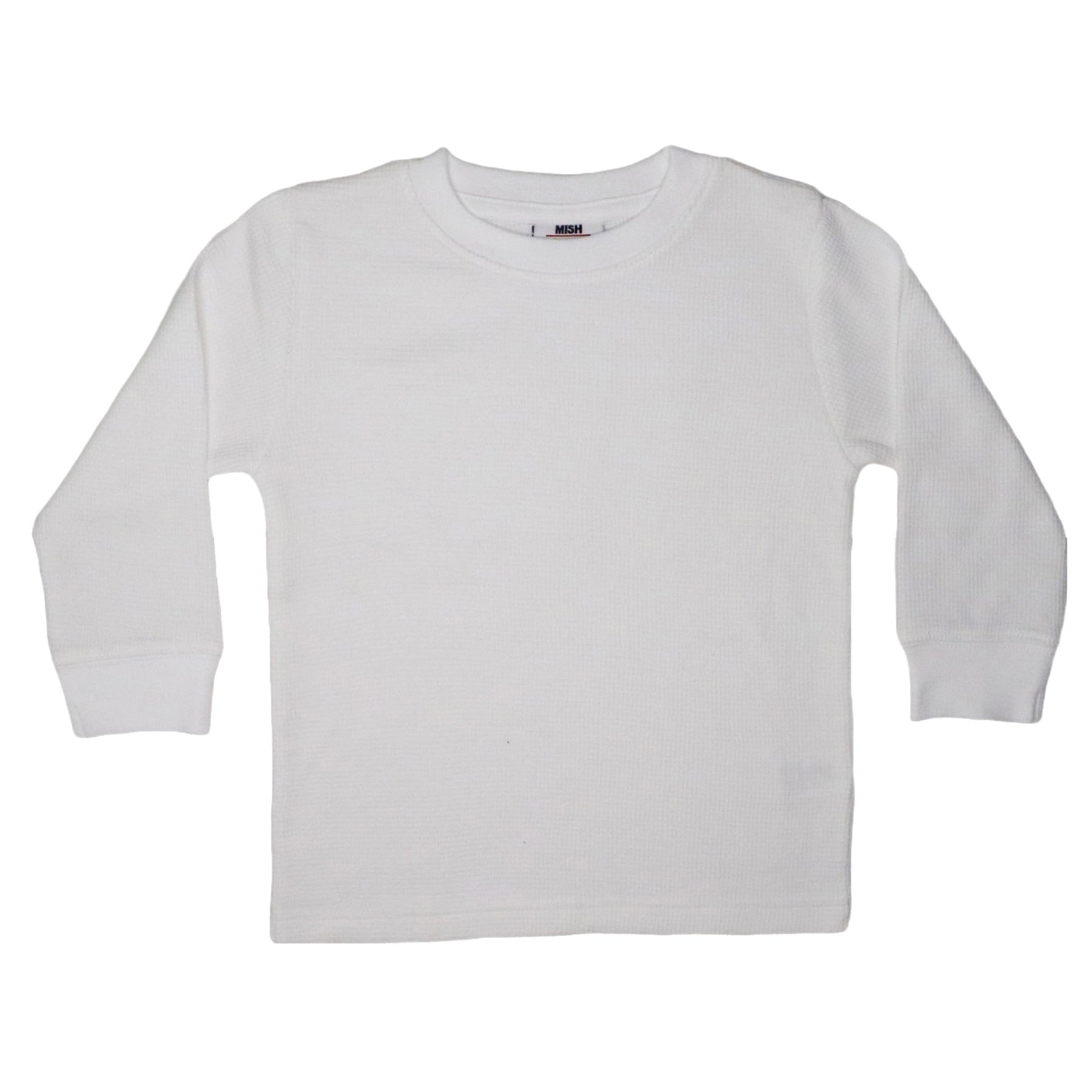 Kids Thermal Long Sleeve Solid Shirt - White