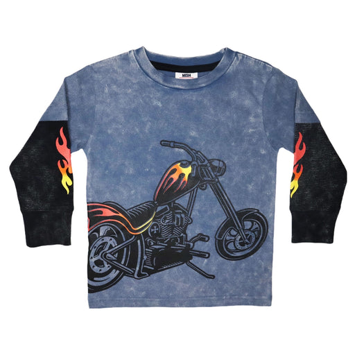 Kids Long Sleeve Enzyme 2Fer Shirt - Moto Flame (8186345390364)
