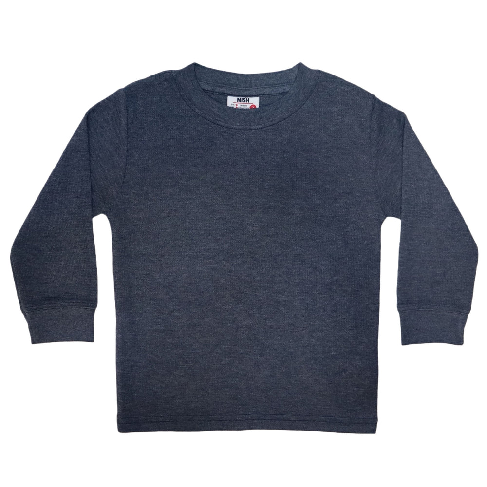 Kids Long Sleeve Distressed Solid Thermal Shirt - Heathered Navy (41892970514)