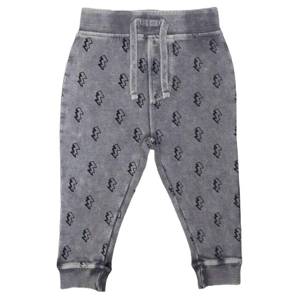 Kids French Terry Jogger Pants - Coal Bolt (8194692940060)