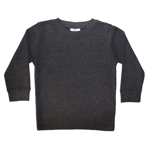 Kids Long Sleeve Distressed Solid Thermal Shirt - Heathered Black (8376671241)