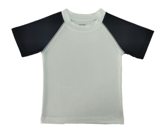 SS24 Kids Rash Guard - Short Black Sleeves/White/Grey (8345181716764)