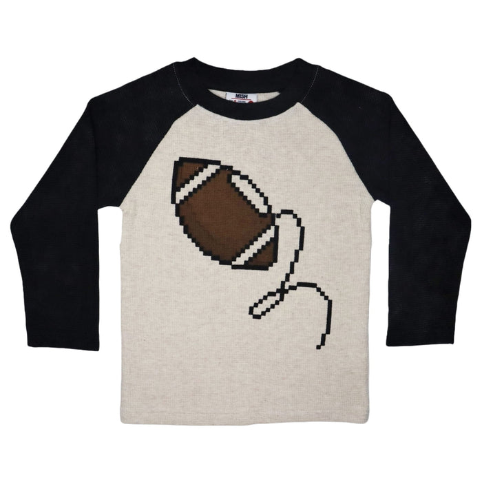 Kids Long Sleeve Raglan Thermal Shirt - Pixel Football (8186329137436)