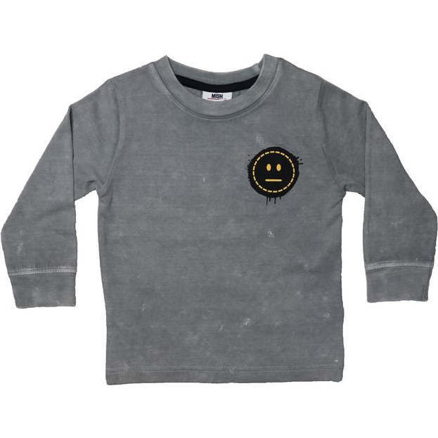 Kids Long Sleeve Enzyme Tee - Smiley - Black (8942126170396)