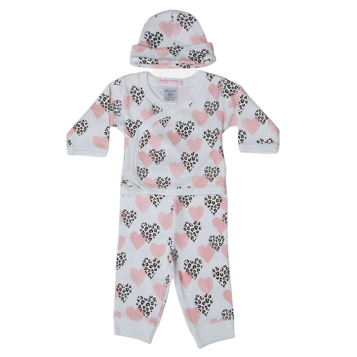 Baby 3 Piece Set - Leopard Hearts (8463765602588)