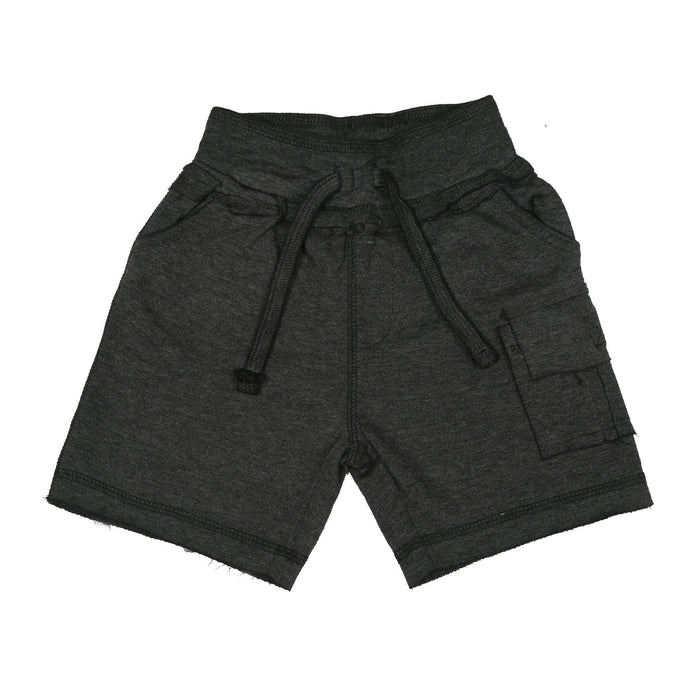 INFANT Heathered Cargo Shorts with Single Pocket - Black (6632101838923)