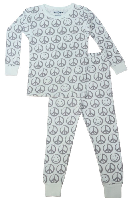 NEW! Kids Pajamas - Grey Peace Signs on White (6764393791563)
