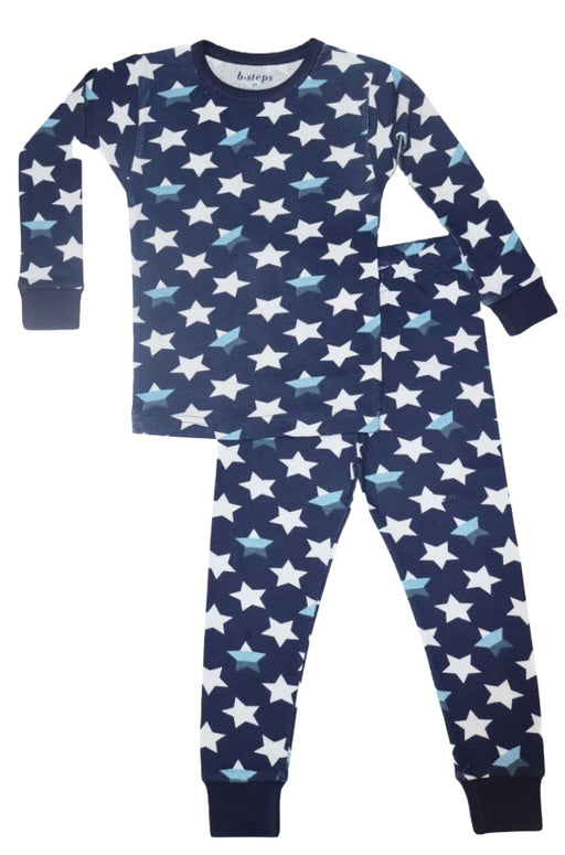 Kids Pajamas - Striped Stars on Navy (6764396281931)