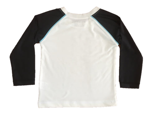 Baby Swim Long Sleeve Rash Guard - White and Black with Turquoise Trim (8016322396444)