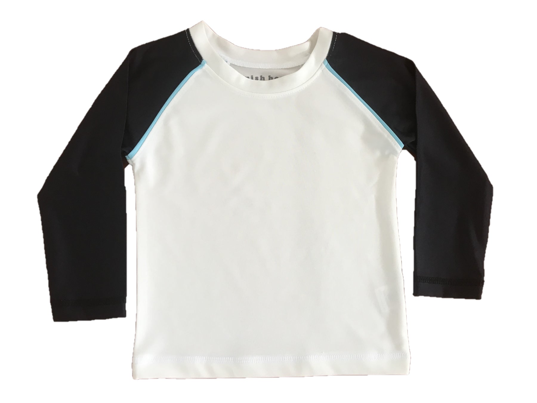 Baby Swim Long Sleeve Rash Guard - White and Black with Turquoise Trim (8016322396444)