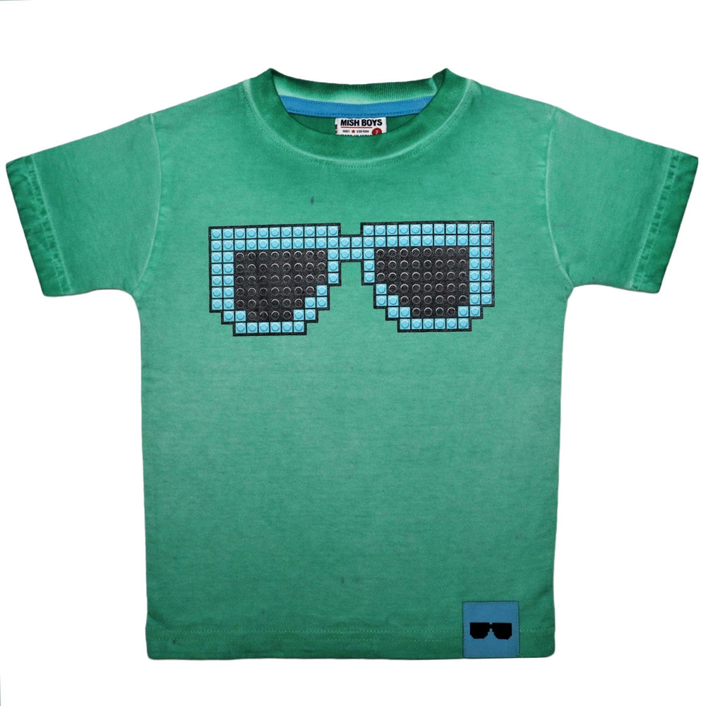 Kids Green Pigment Dye Tee - Pixel Sunglasses (8033416184092)