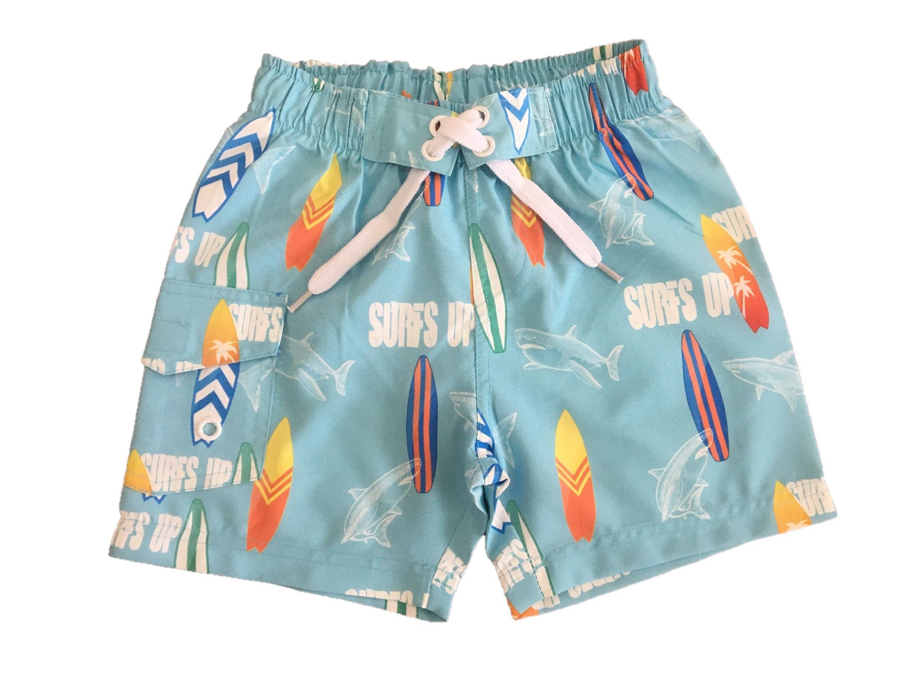 Kids Board Shorts - Surf's Up - Turq (8015208775964)