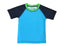 Kids Short Sleeve Rashguard - Neon Blue with Navy Contrst Sleeve (8016040526108)
