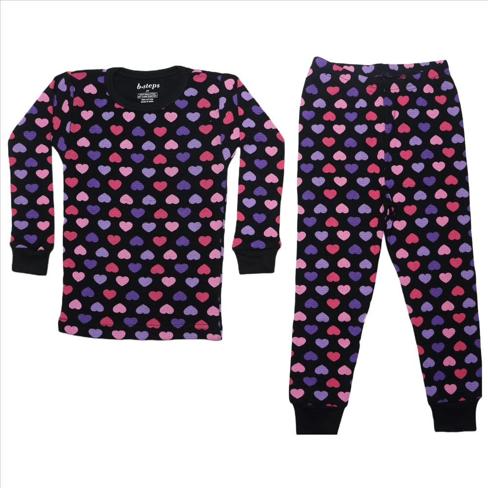NEW! Printed Thermal Pajamas - Multi Hearts (6772658896971)