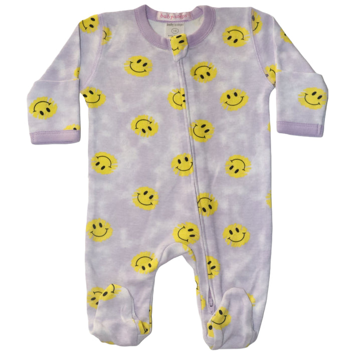 Baby Zipper Footie - Happy Scribble Lilac (8091997208860)