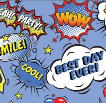 NEW! Kids Pajamas - Comic Party Blue (6764408832075)